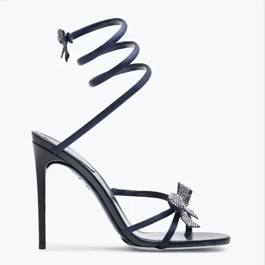 Rene Caovilla Cleo Midnight Blue Sandal with Bows 105 – C12086105R001V584 (Woman)