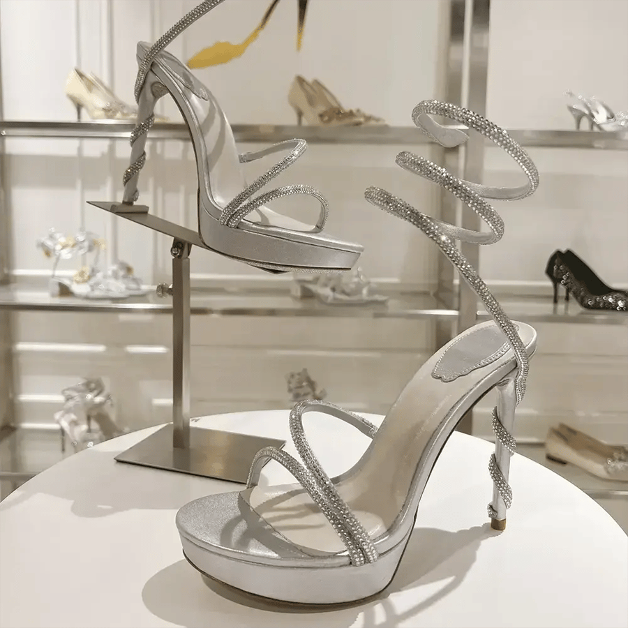 Rene Caovilla Margot Silver Platform Sandal 120 – C11339120R001V232 (Woman)