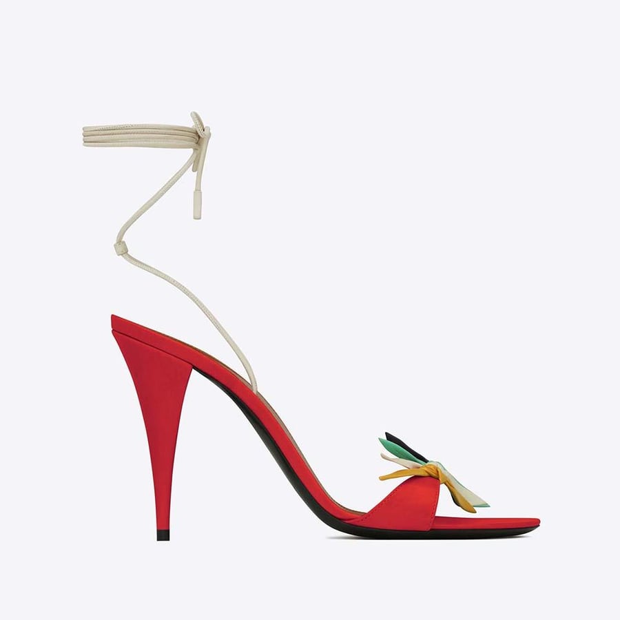 Saint Laurent Elsa Sandals in Smooth Leather – Red (Woman)