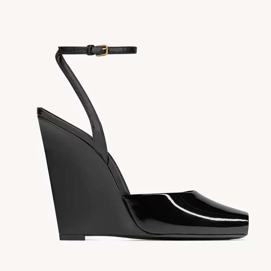 Saint Laurent La Scandale Wedges in Patent Leather – Black (Woman)