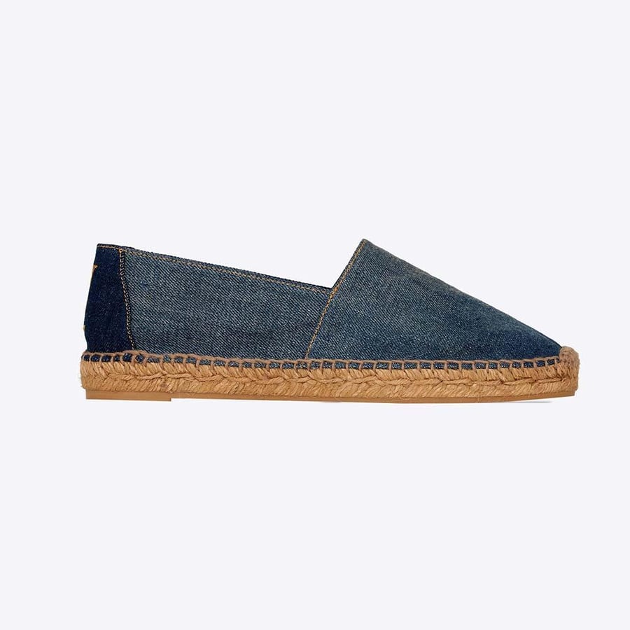 Saint Laurent YSL Embroidered Espadrilles in Denim – Navy (Woman)
