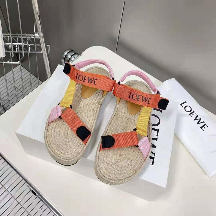 Loewe Strappy Espadrille in Nylon – Orange (Woman)