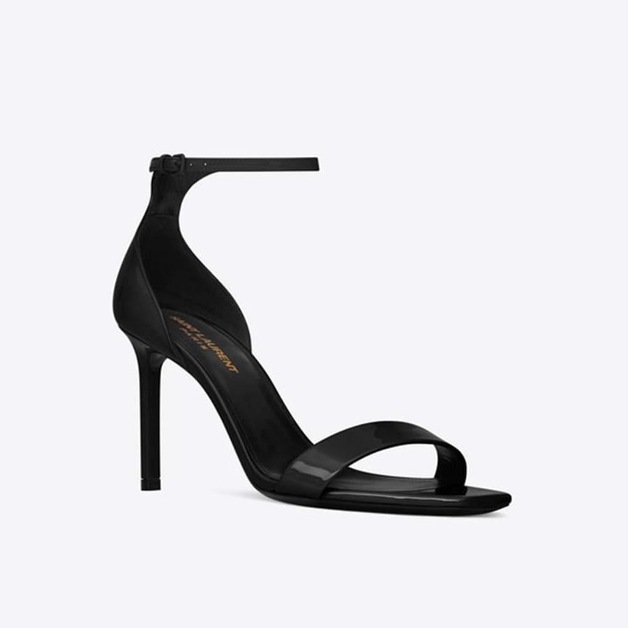 Saint Laurent Amber Sandals in Patent Leather 8.5cm Heel – Black (Woman)