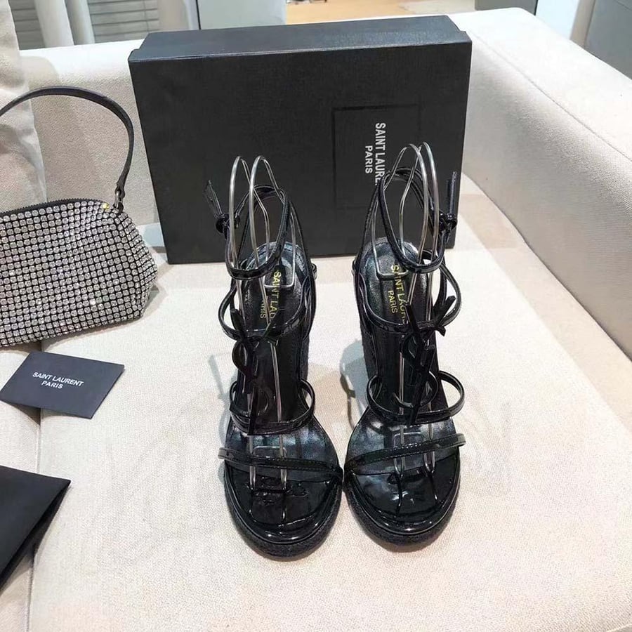 Saint Laurent Cassandra Wedge Espadrilles in Leather (Woman)
