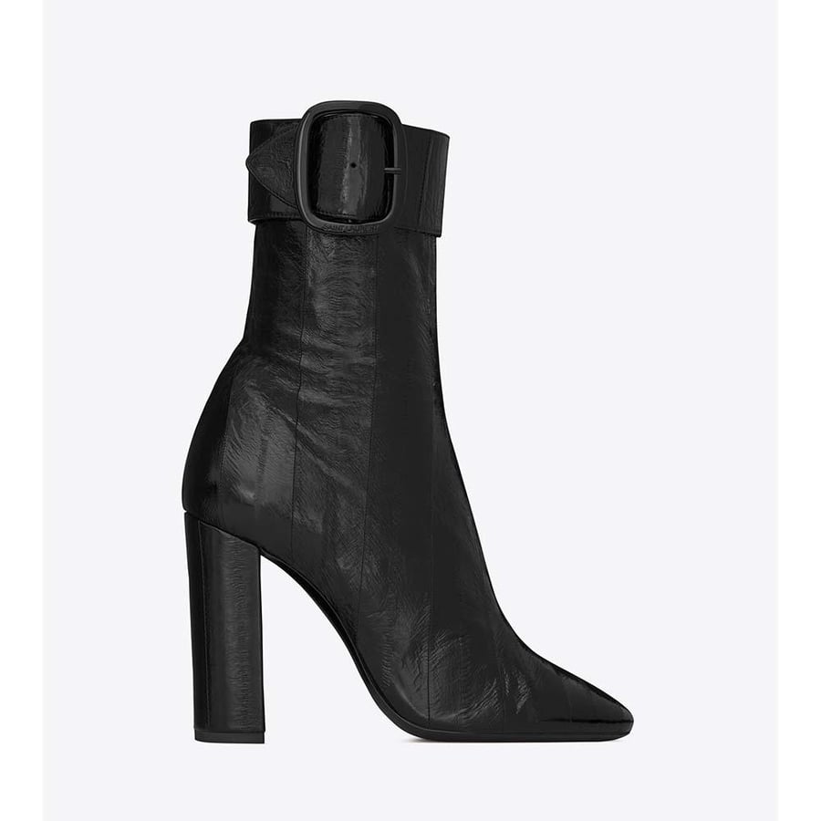 Saint Laurent Joplin Buckle Bootie in Eel 10.5cm Heel – Black (Woman)