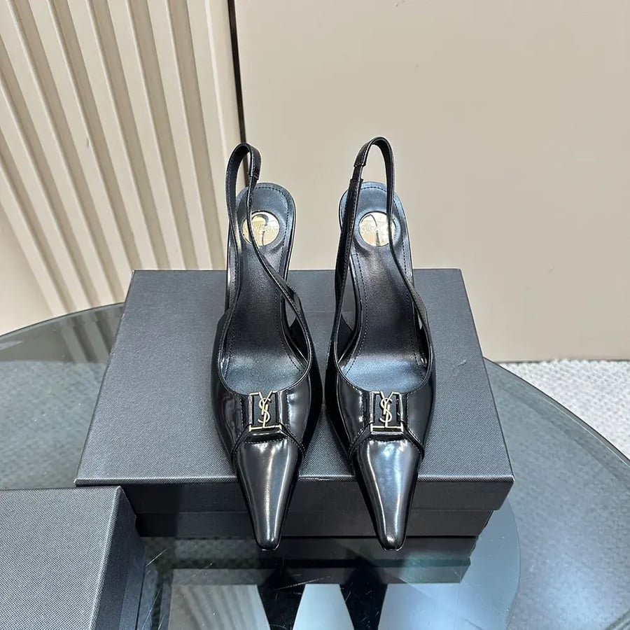 Saint Laurent Babylone Breteuil Slingback Pumps in Smooth Leather – Black (Woman)