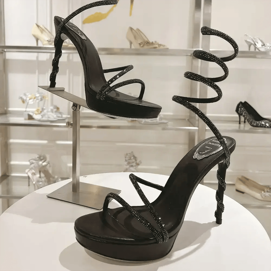 Rene Caovilla Margot Crystal Black Platform Sandal 120 – C11339120R001V196 (Woman)