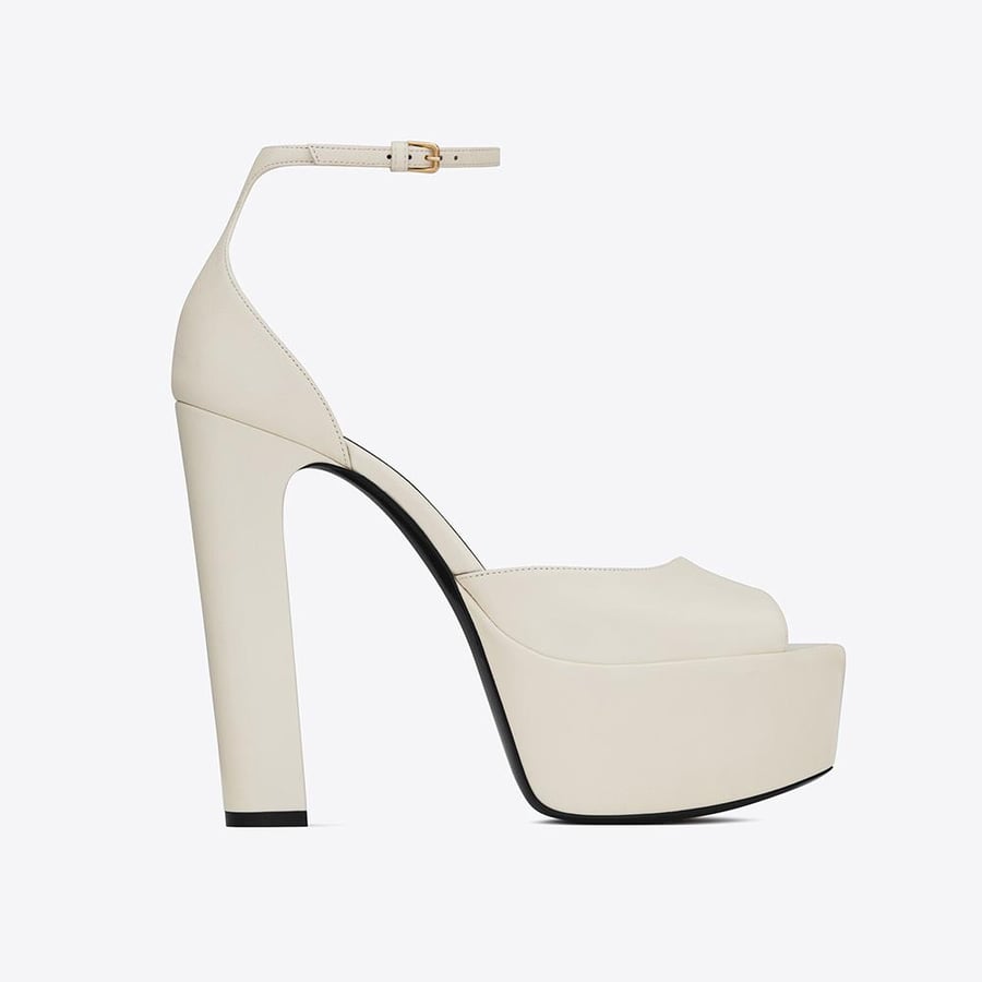 Saint Laurent Jodie Platform Sandals in Smooth Leather – White (Woman)