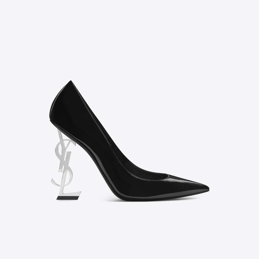 Saint Laurent Opyum 110 Pump in Black Patent Leather – Silver (Woman)