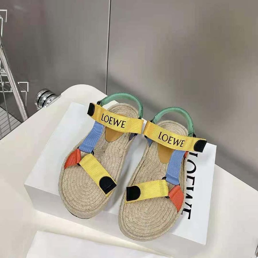 Loewe Strappy Espadrille in Nylon – Yellow (Woman)