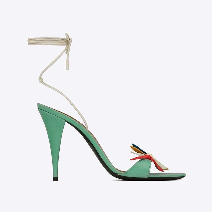 Saint Laurent Elsa Sandals in Smooth Leather – Green (Woman)