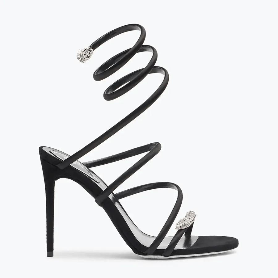 Rene Caovilla Serpente Midnight Black Sandal with Crystals 105 – C11971105R0019999 (Woman)