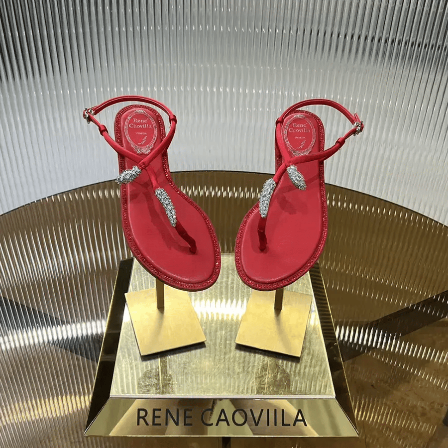 Rene Caovilla Serpente Red Thong Sandal 10 – C12048010R001V126 (Woman)