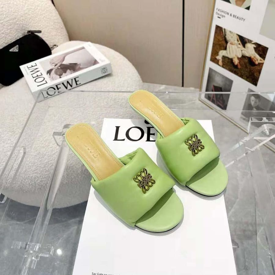 Loewe Anagram Padded Mule in Lambskin – Green (Woman)