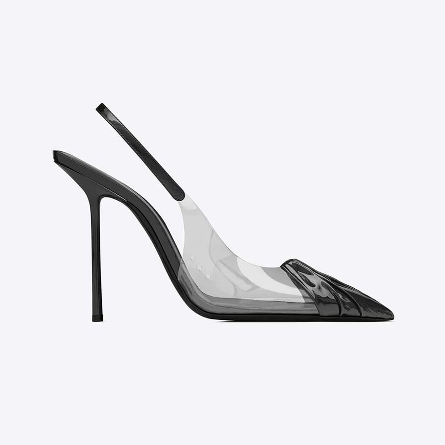 Saint Laurent Chica Slingback Pumps in TPU and Patent Leather – Black (Woman)