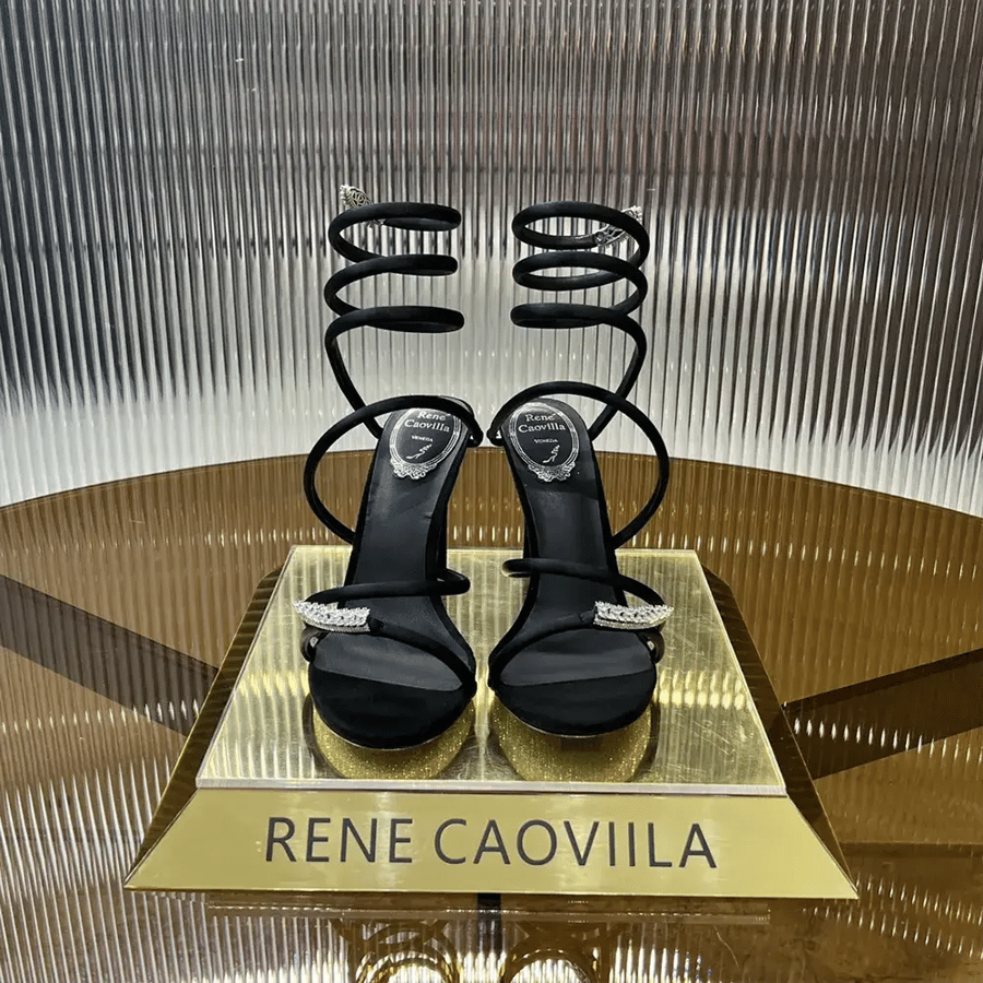 Rene Caovilla Serpente Midnight Black Sandal with Crystals 105 – C11971105R0019999 (Woman)