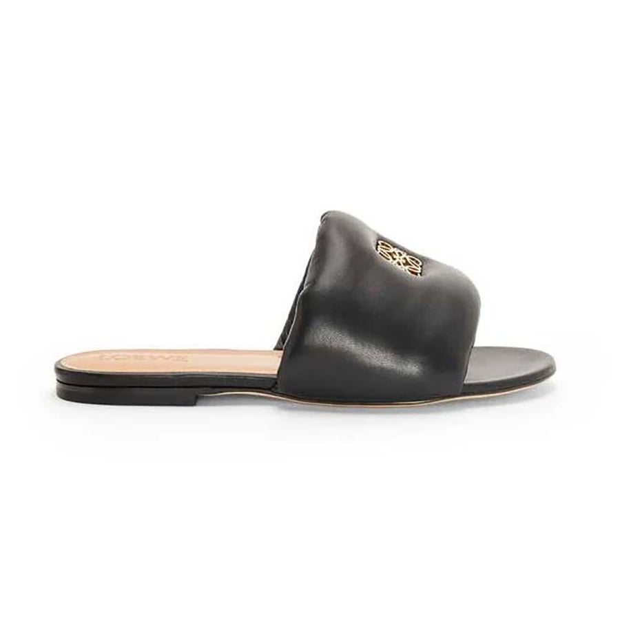 Loewe Anagram Padded Slide in Lambskin – Black (Woman)