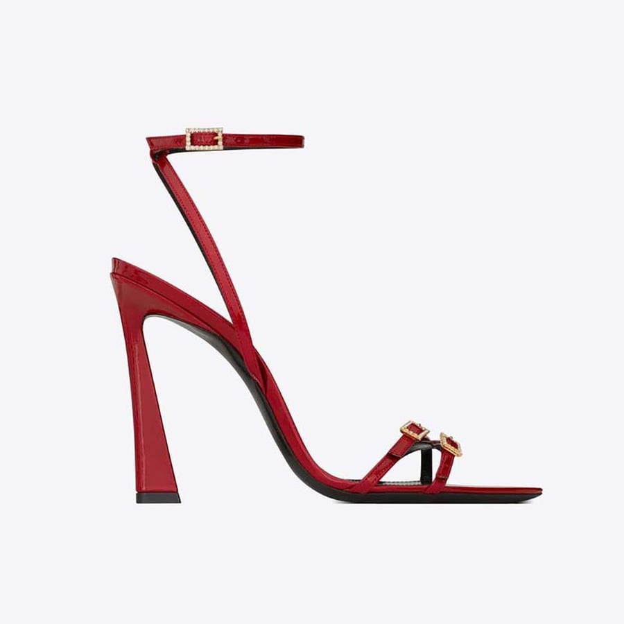 Saint Laurent Lila Sandals in Patent Leather – Red (Woman)