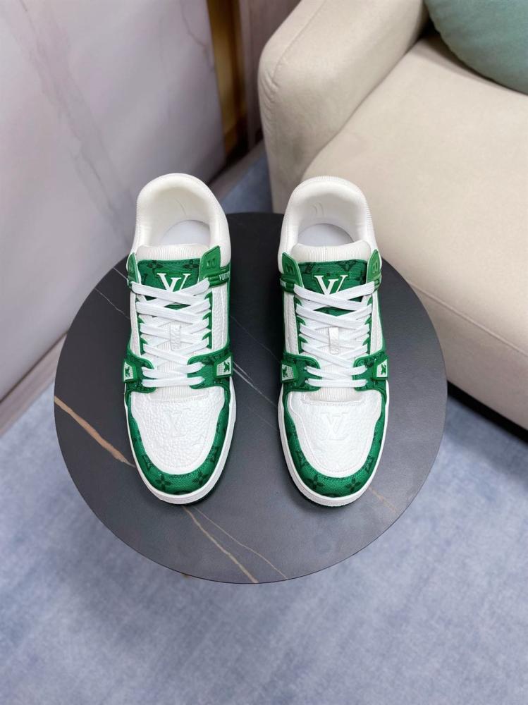 Louis Vuitton Trainer Monogram Denim White Green – LVS001