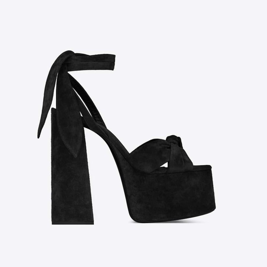 Saint Laurent Paige Platform Sandals in Suede 14.5 cm Heel (Woman)