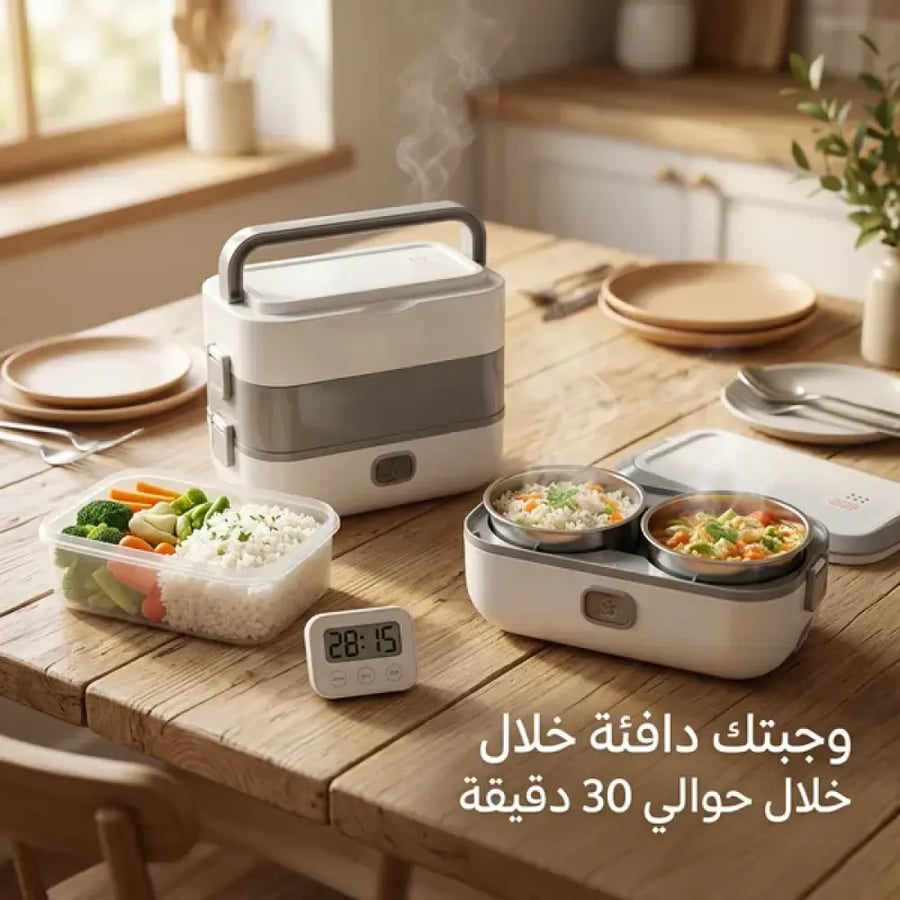 لانش بوكس حراري محمول 4 أوعية ستانلس ستيل – محكم ضد التسرب