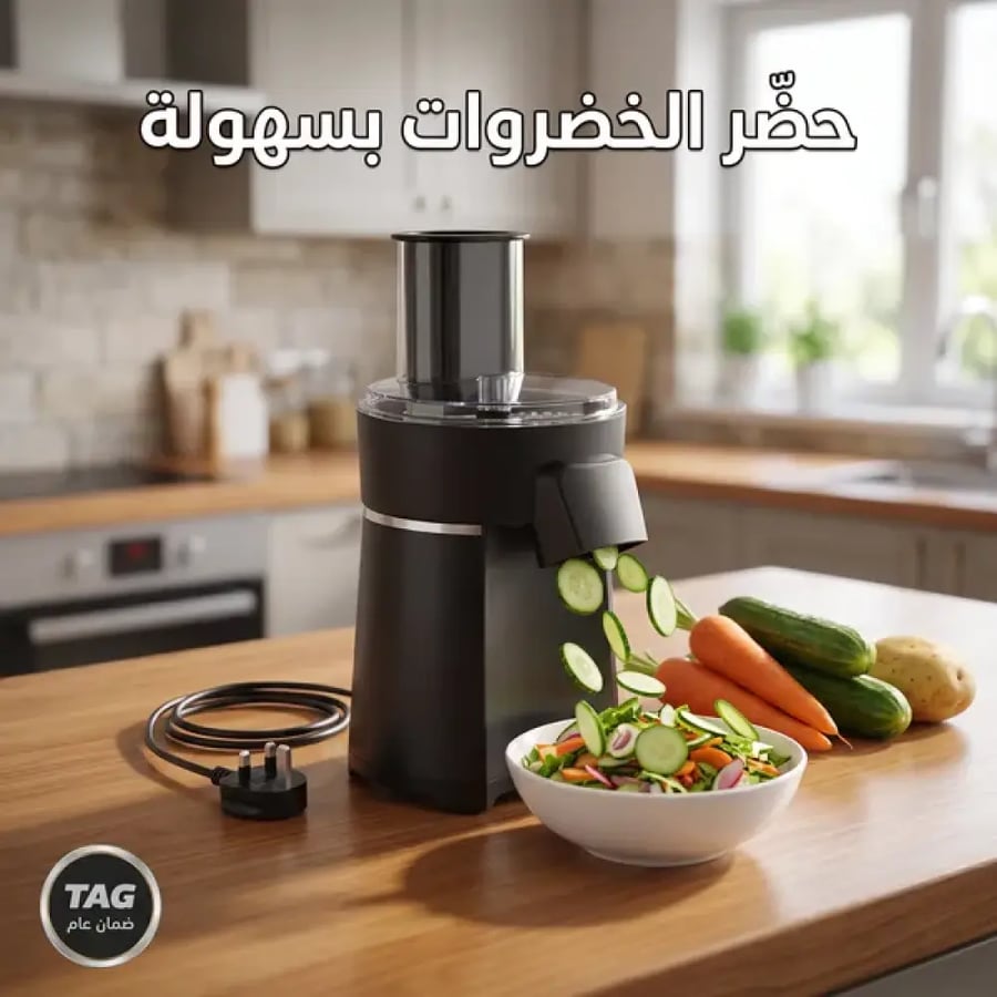 قطاعة خضروات كهربائية بضمان عامين(TAG) مع 4 شفرات سهلة الشحن cubes