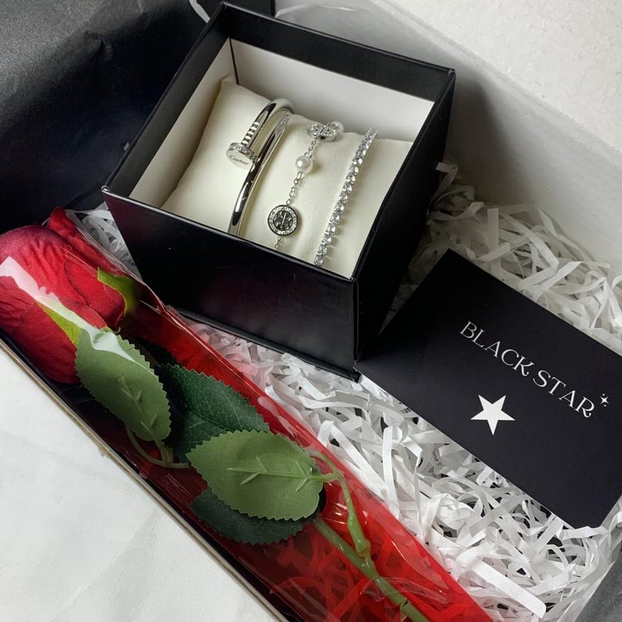 Three silver bracelet coordination
