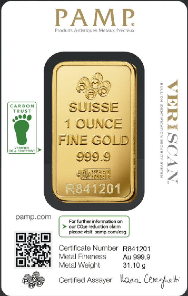 سبيكة ذهب 31.1 جرام (أونصة) – PAMP سويسري عيار 24