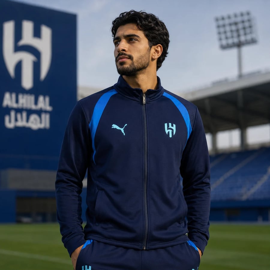 جاكيت تدريب الهلال الرسمي باللون الأزرق الداكن الكحلي