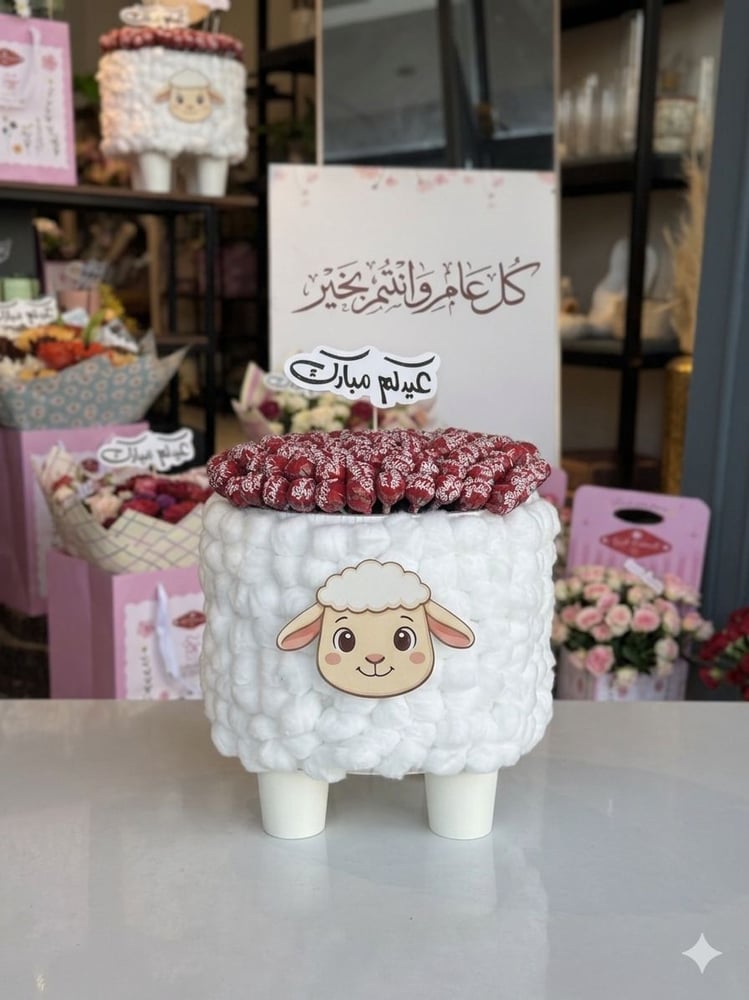 خروف الحجم الوسط مع حلاوة مصاص