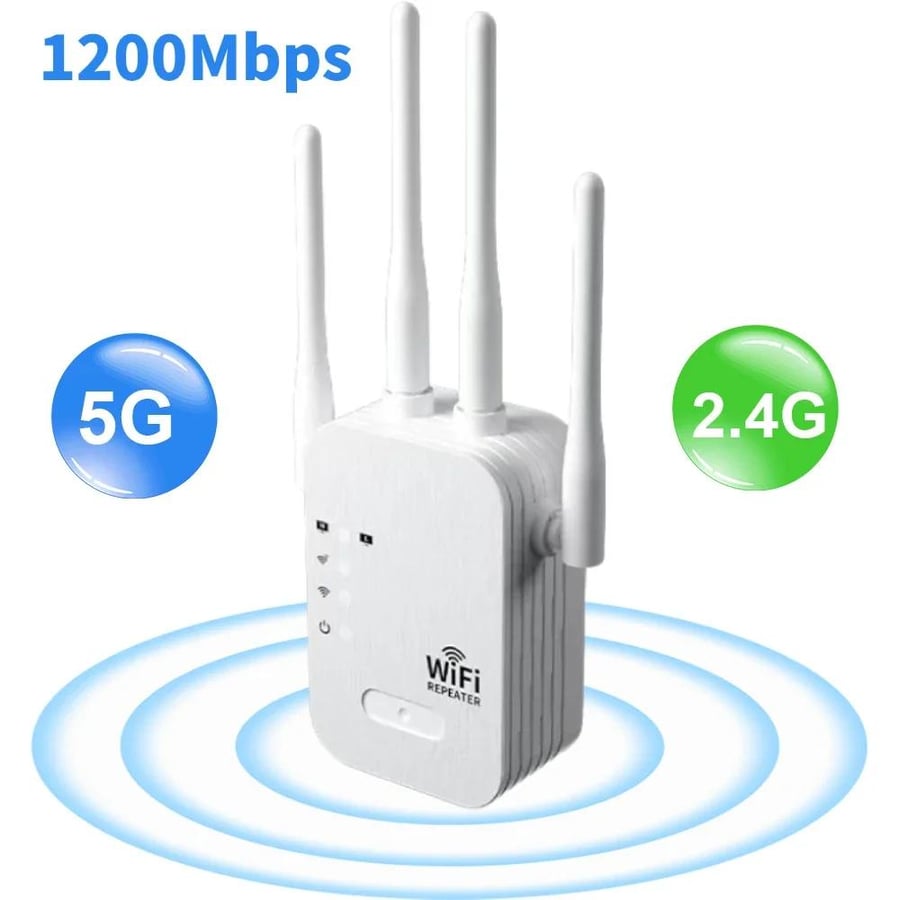 1200Mbps واي فاي مكرر موسع لاسلكي واي فاي الداعم 5G 2.4G