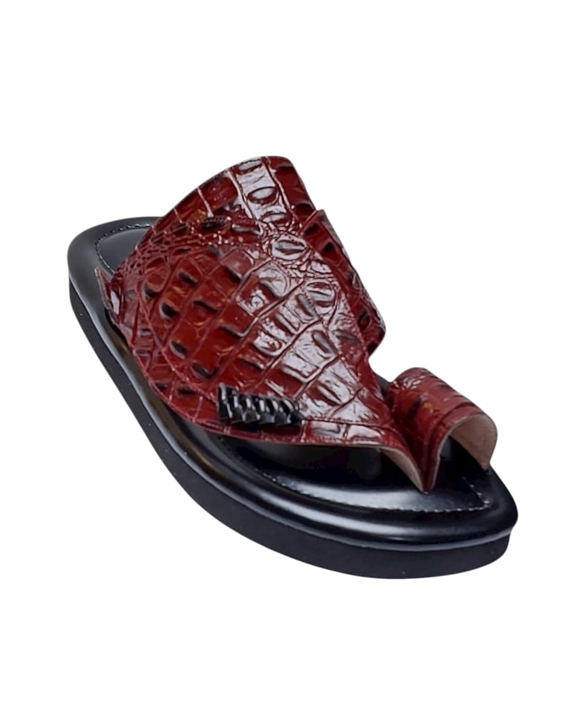 Genuine leather crocodile print maroon
