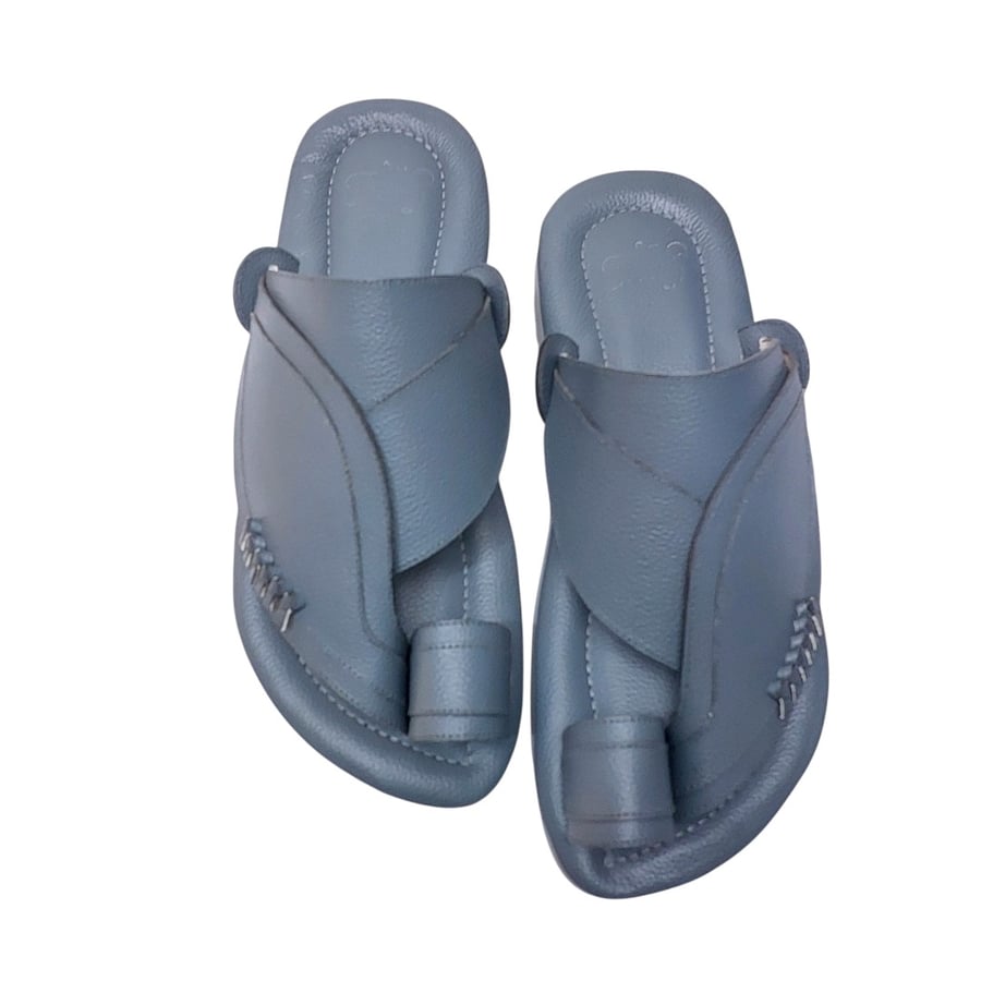 Genuine leather, plain gray color