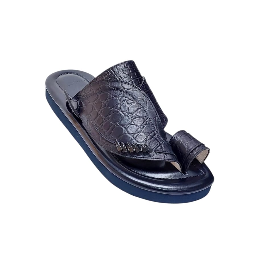 شبشب رجالي نقشة تمساح كحلي غامق