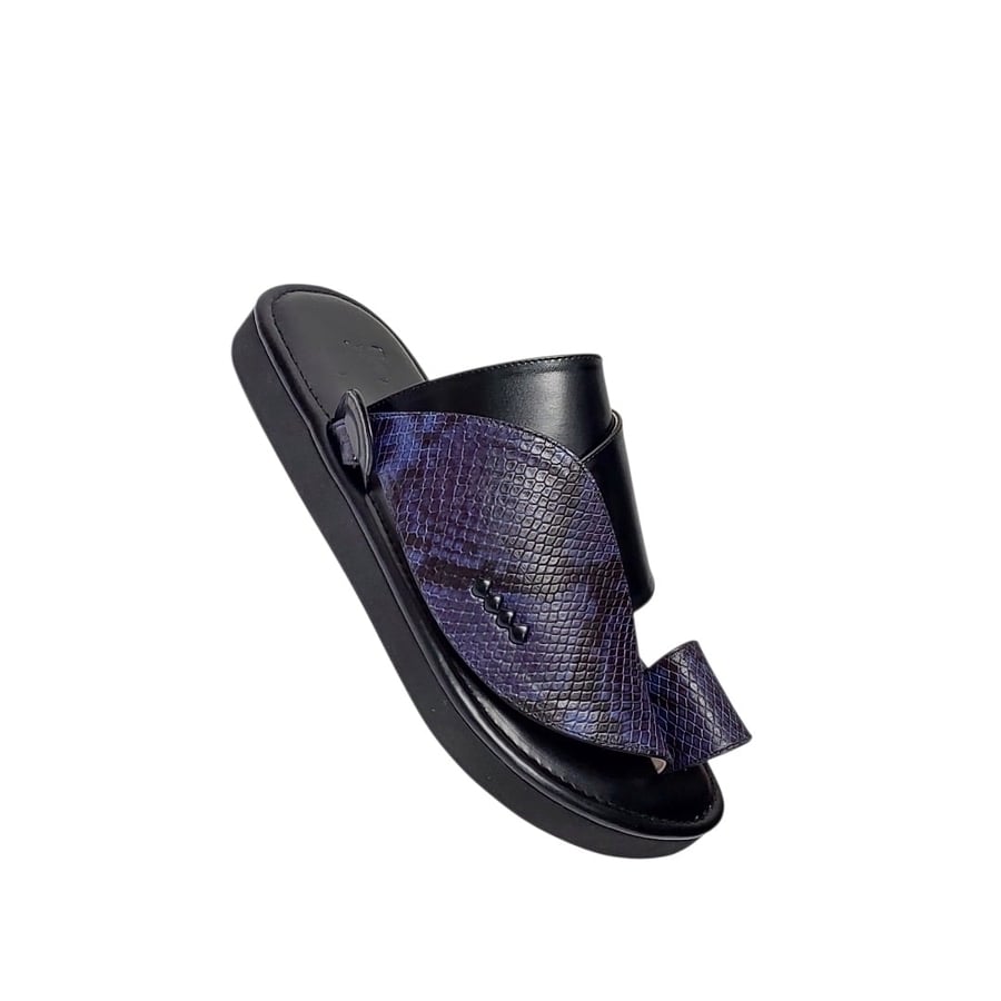 Genuine leather snake print color navy and black