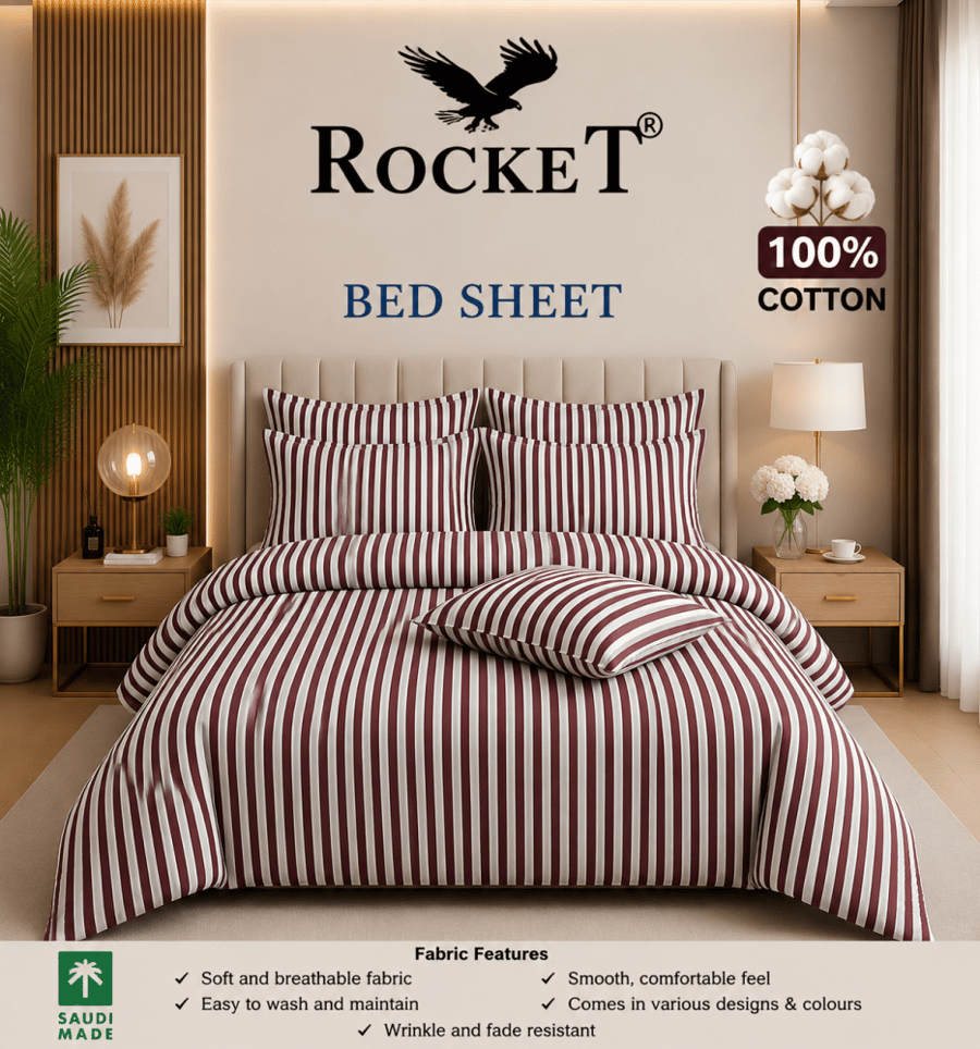 طقم ملاية سرير مزدوج قطن 100% (235×240 سم) - 3 قطع