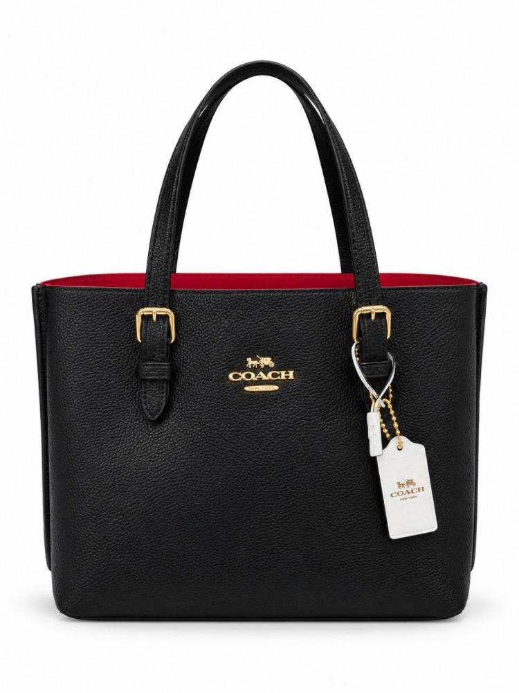 حقيبة يد وكتف نسائية واسعة من الجلد المحبب بتصميم التوت (Tote Bag) مستوحاة من كوتش