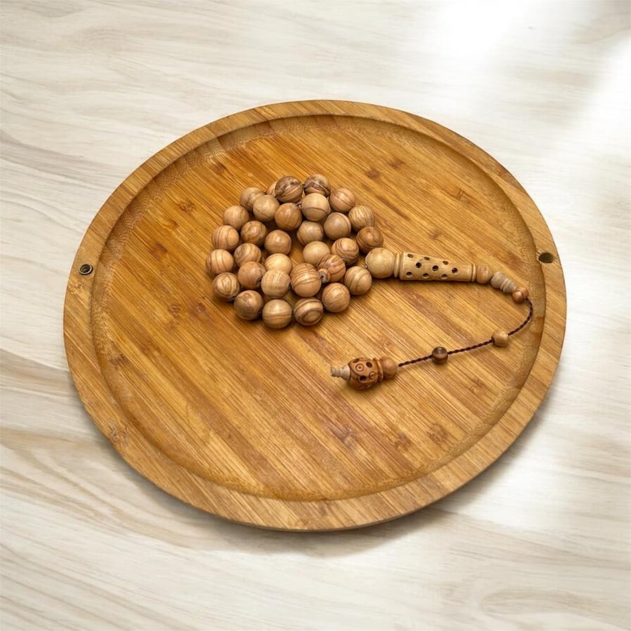 مسباح خشب زيتون ٣٣ خرزة دائري ١٠ ملي