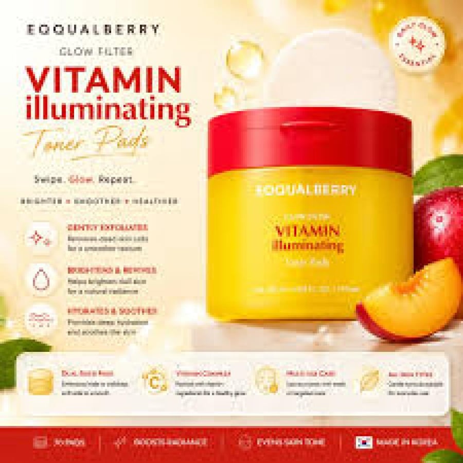 EQQUALBERRY VITAMIN ILLUNINATING TONER PADS 180 ML