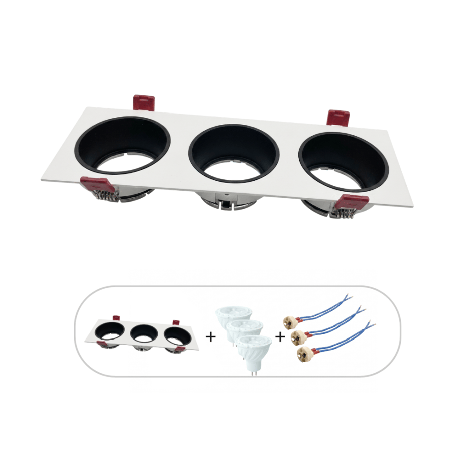 فريم اسبوت مستطيل ثلاثي 26.6*9 سم LUTECA SY-8892-3 GU10 BK+WHT