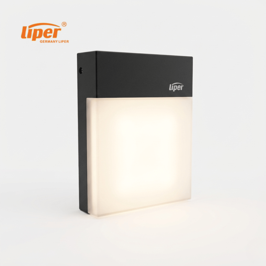 بلفون مربع اسود LIPER LIVA 3000K 15W IP65