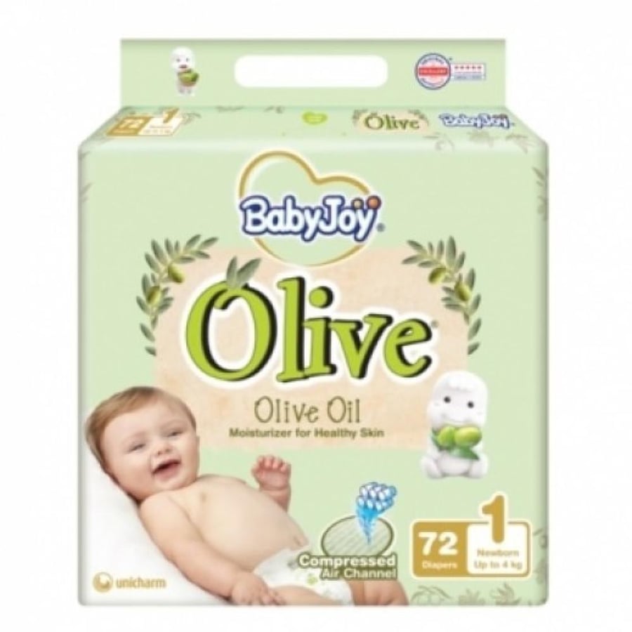 حفاضات عادية بيبي جوي BabyJoy بزيت الزيتون مقاس 1 - 72 حفاضة