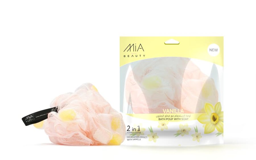 Mia bath sponge with vanilla soap pieces - 120 grams