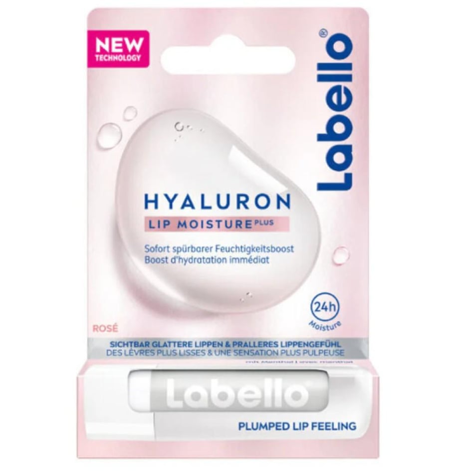 Labello transparent pink lip balm, 24-hour hydration, 4.8 grams