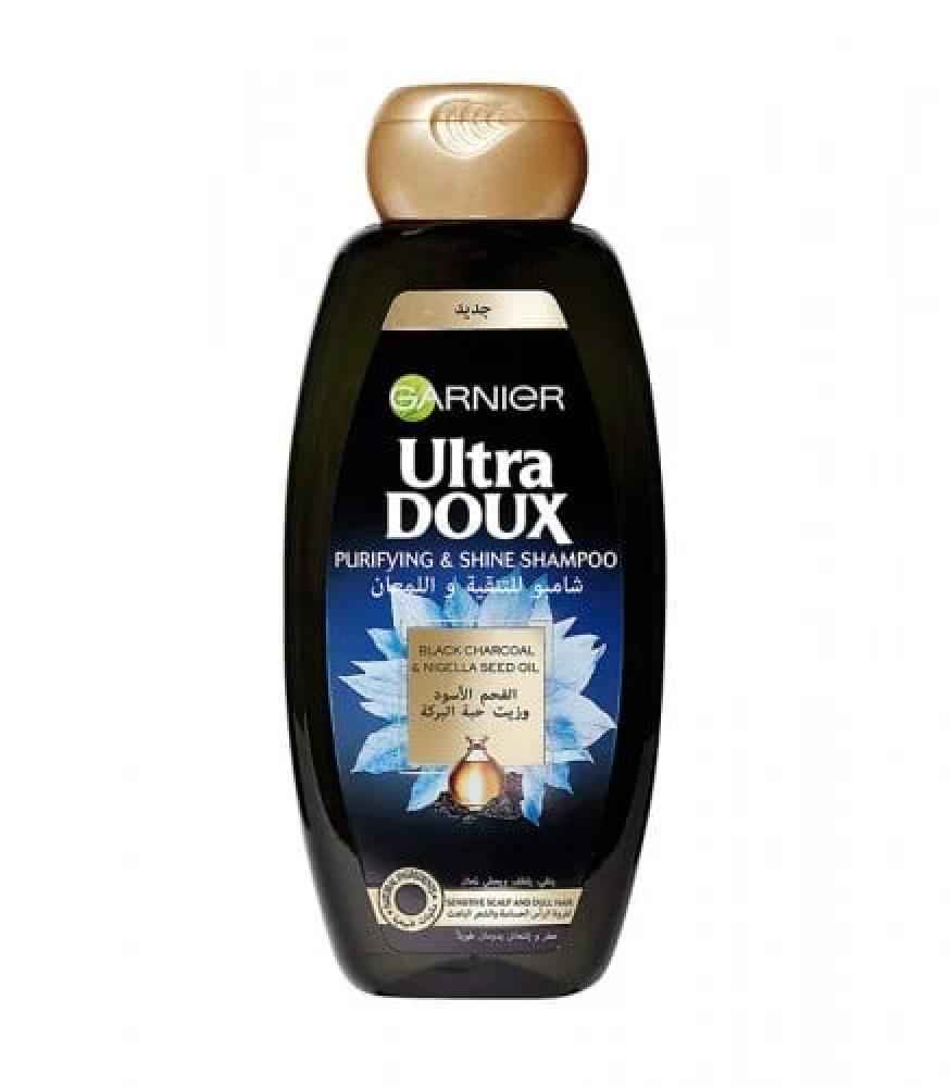 Garnier Shampoo Ultra Dox for cleansing and shine of hair with black charcoal extract and black seed oil - 600 ml