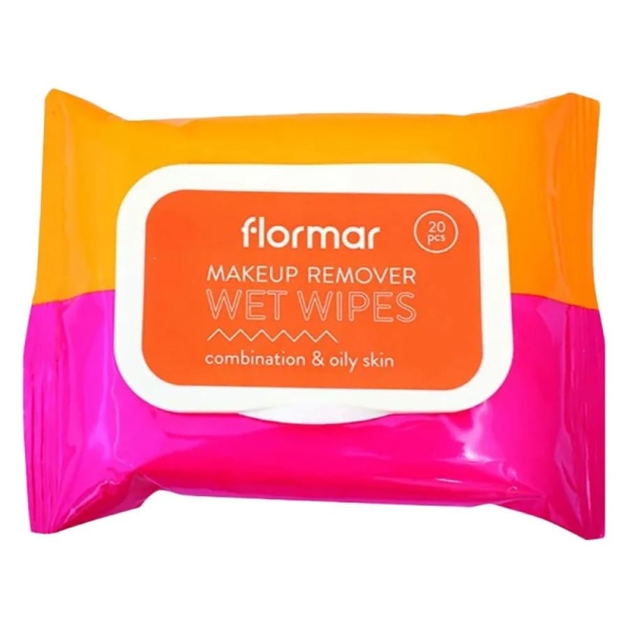 Flormar moist wipes for removing makeup for combination and oily skin - 20 pieces