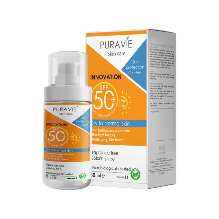 واقي شمس بيورافي Puravie SPF50+ للبشرة الجافة - 50 مل