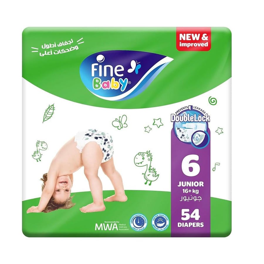 Children's diapers Fine Baby with new and improved technology size 6 Junior for weight 16+ kg large pack - 54 pieces