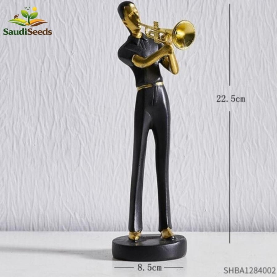 مجسم عازف الترومبيت الذهبي Golden Trumpet Player Sculpture