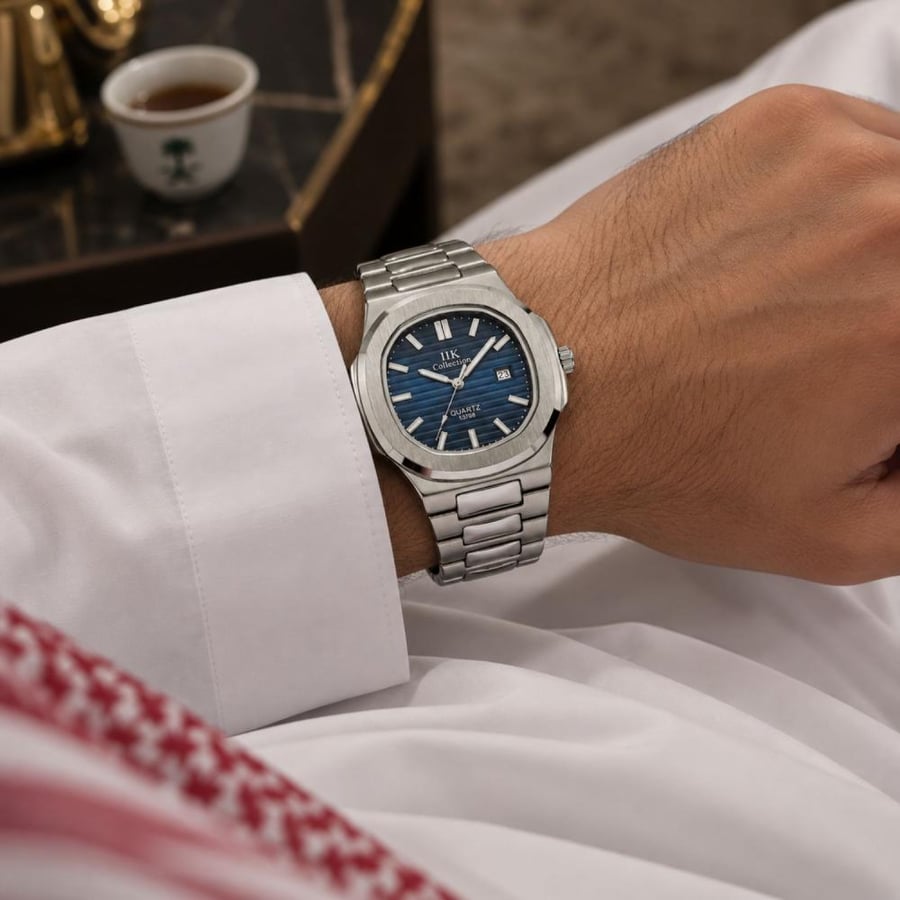 ساعة الفخامة الرجالية ستيل مينا كحلي II-65024